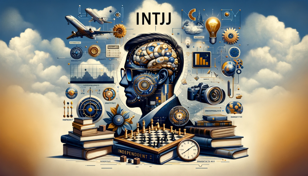 Create a concept image that explains the MBTI personality type INTJ